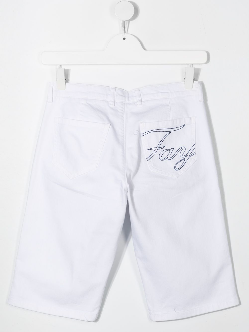 Shop Fay Teen Logo Embroidered Straight Leg Jeans In White