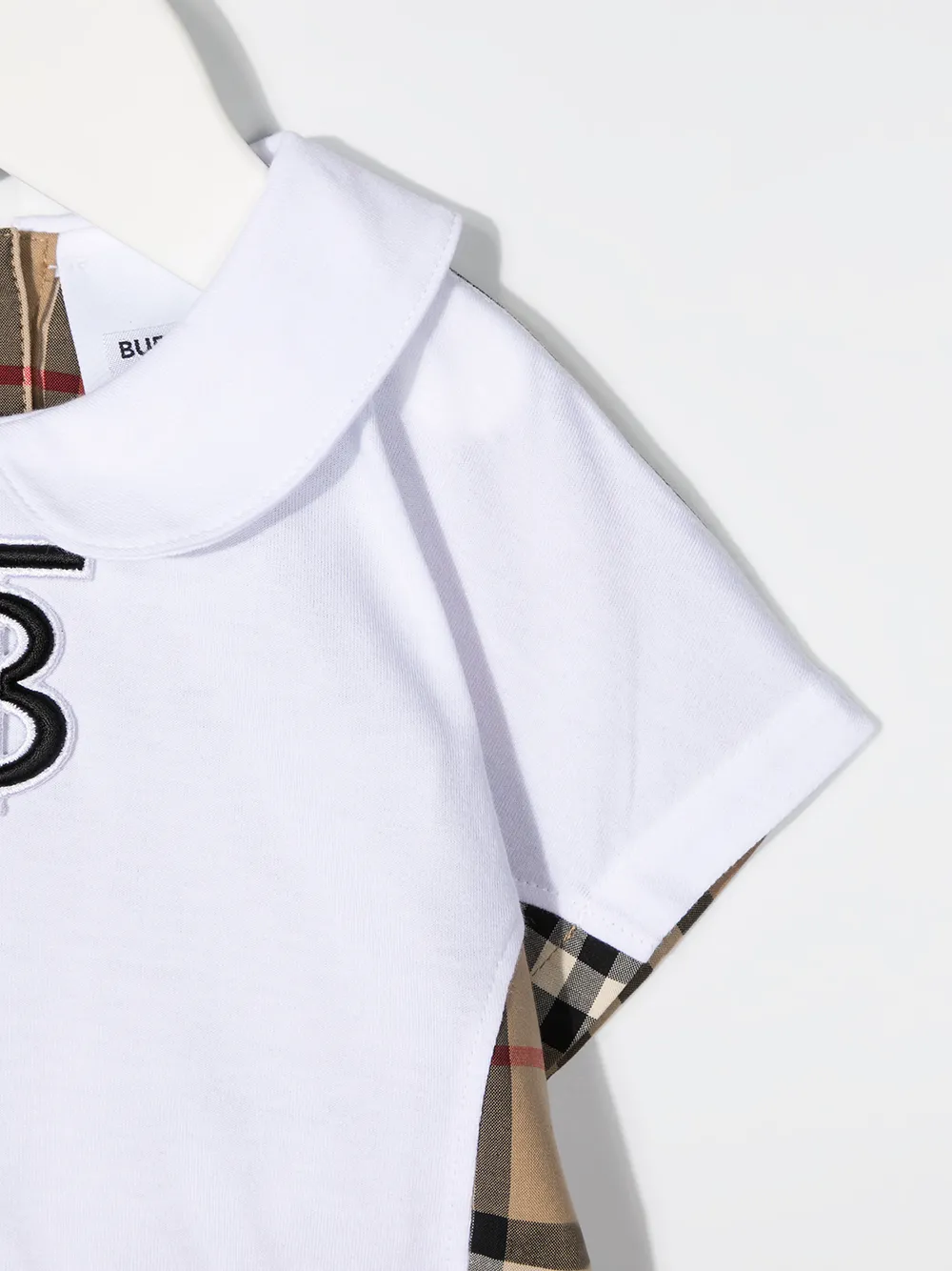 фото Burberry kids футболка с воротником питер пэн и вставками в клетку vintage check