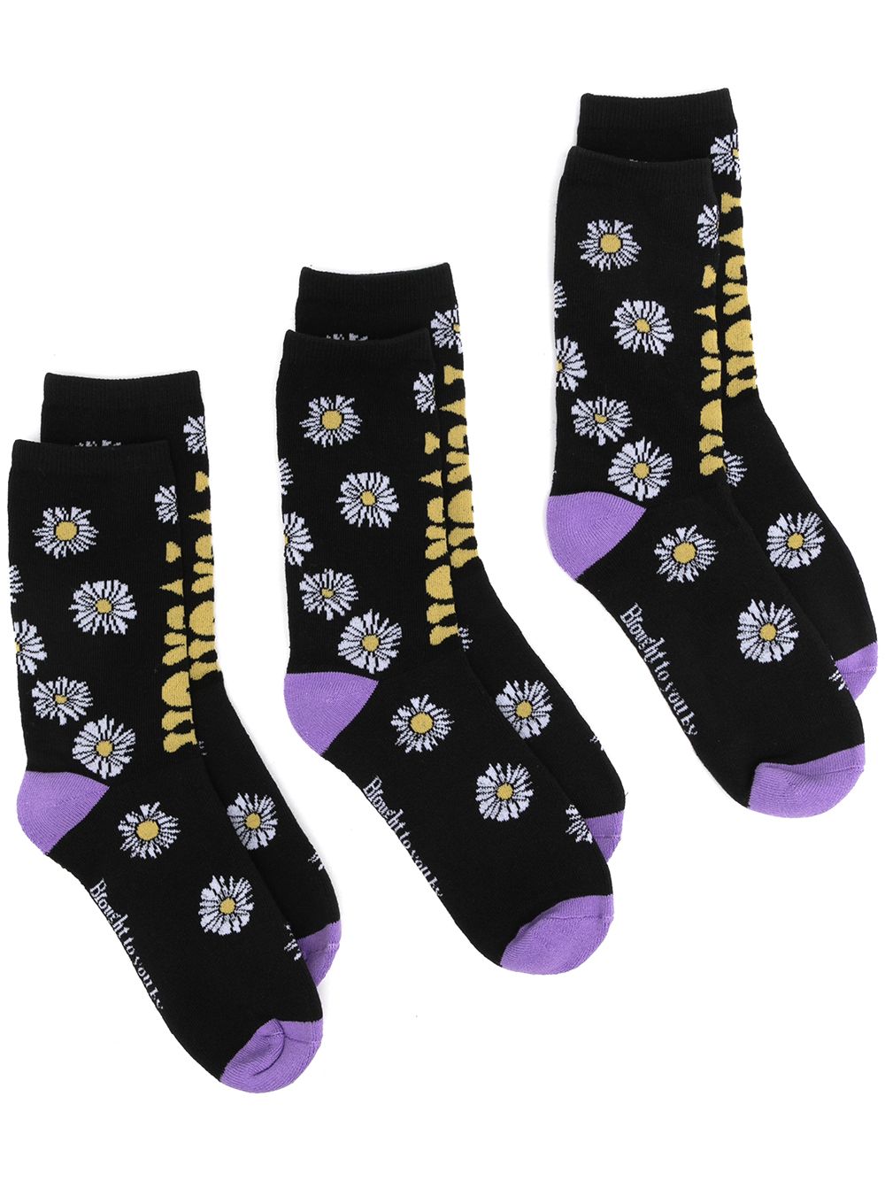 slogan-floral knit socks