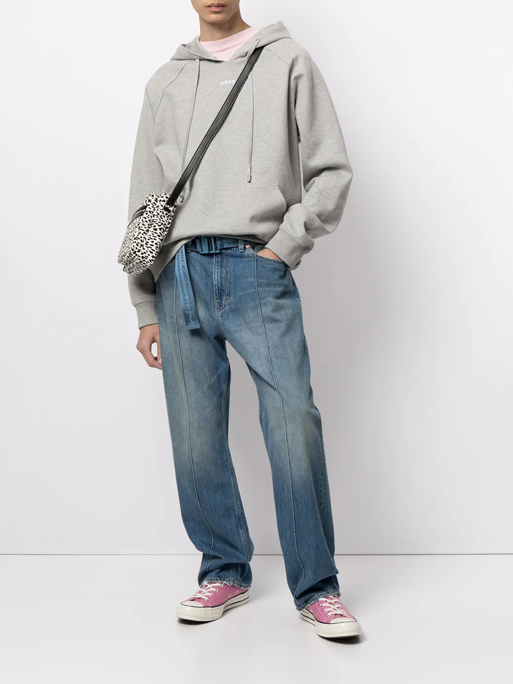 Ader Error Logo-embroidered Hoodie In Grey