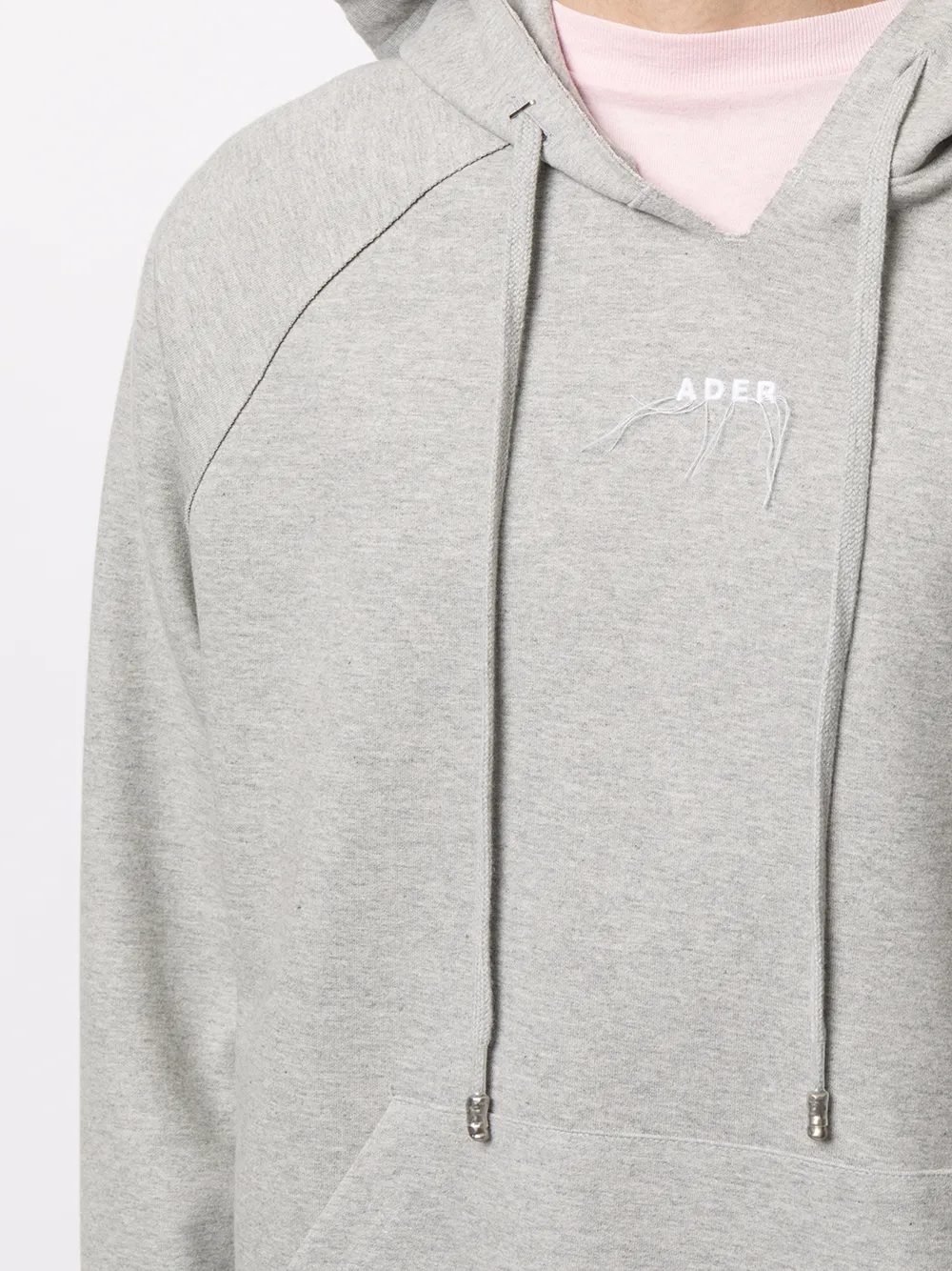 Ader Error Logo-embroidered Hoodie In Grey