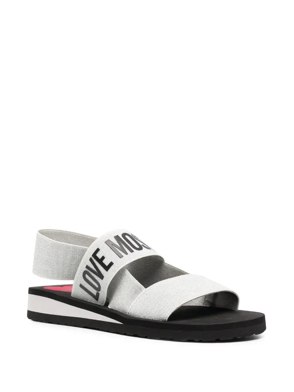 moschino logo print sandals