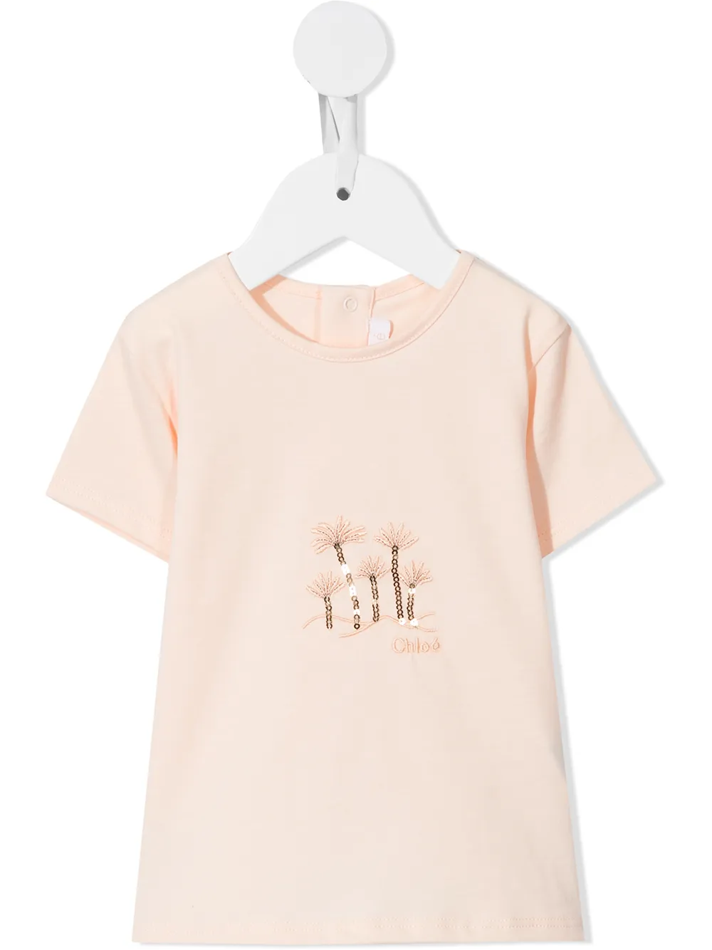 Click to view more detailed imagery on our partner's website Chloé Kids' Logo-embroidered T-shirt In Pink