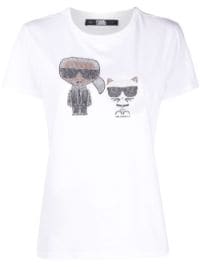 ＜Farfetch＞ Karl Lagerfeld Karl ビジュートリム Tシャツ - ホワイト画像
