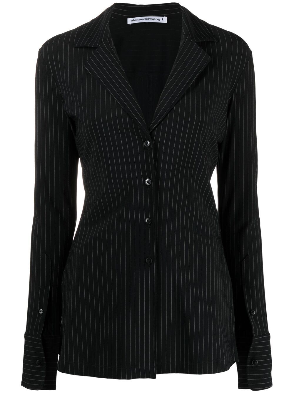 Alexander Wang T Pinstripe Fitted Shirt In Black
