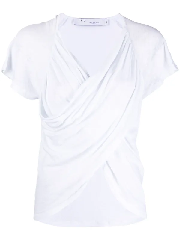IRO Ruched short-sleeved Linen T-shirt 