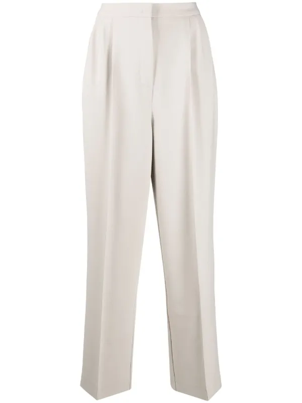 pleated straight leg trousers