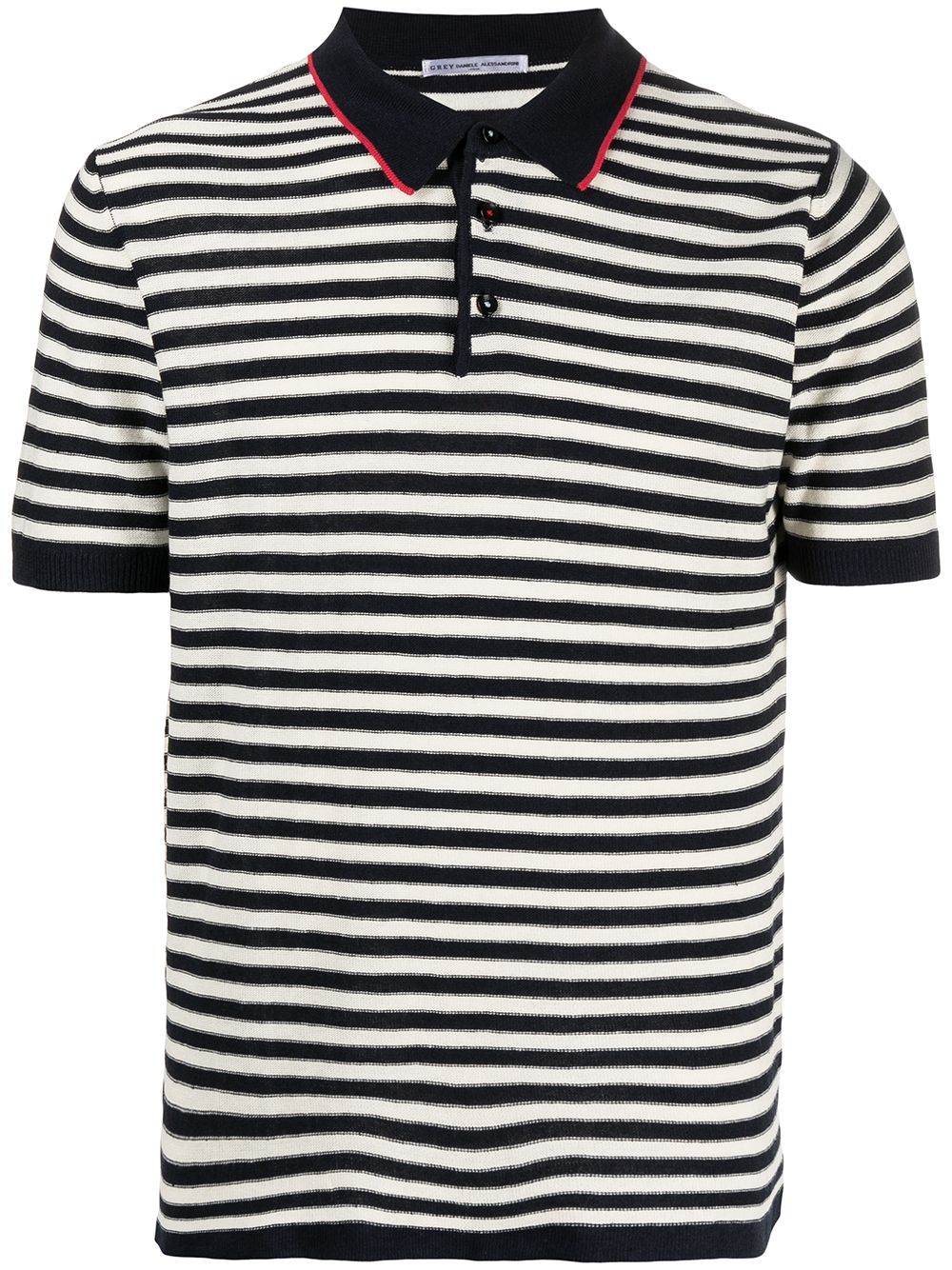 Daniele Alessandrini Stripe-print Short-sleeved Polo Shirt In Black