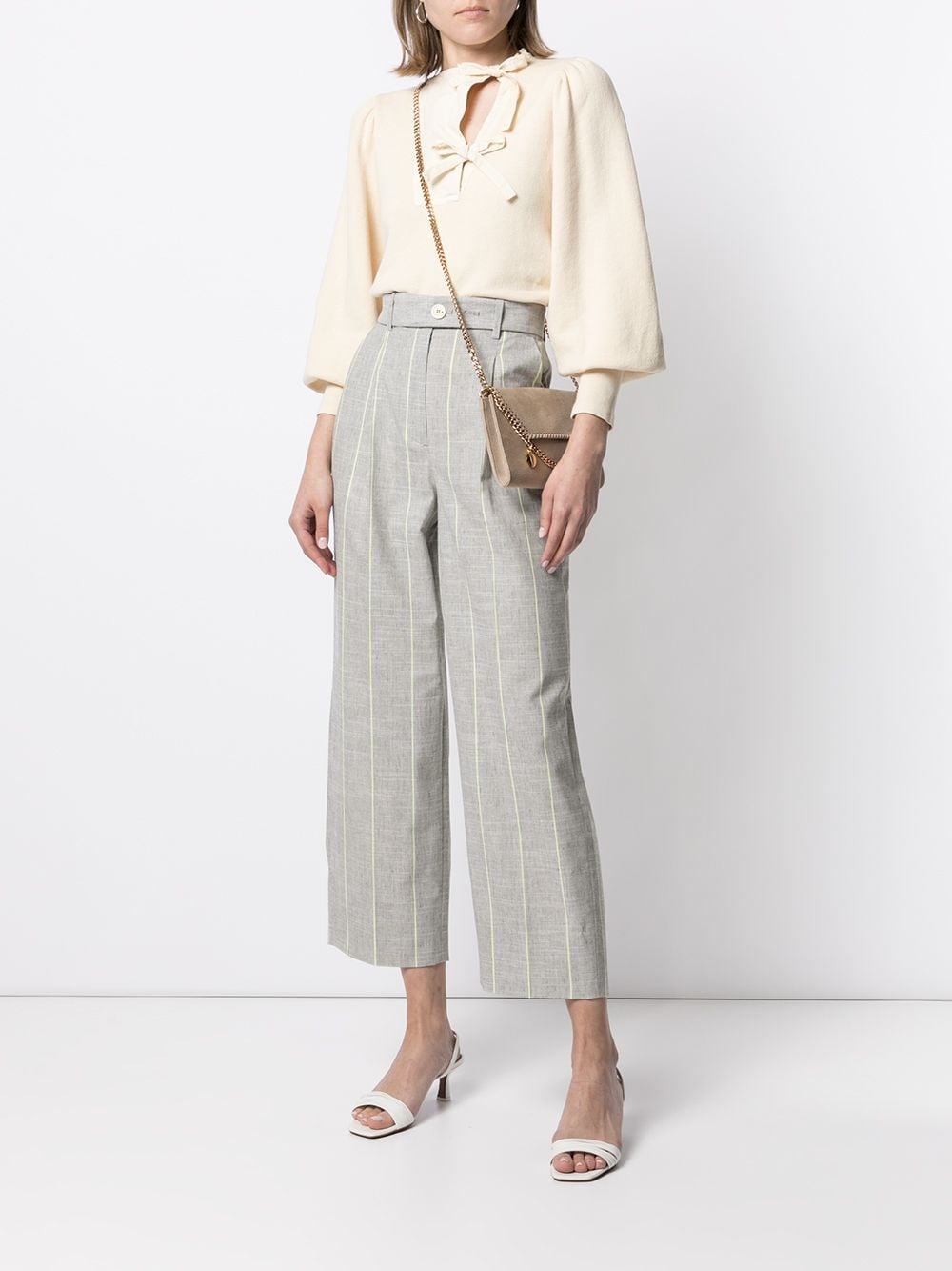 Shop Lorena Antoniazzi High-waisted Cropped Trousers In Grey