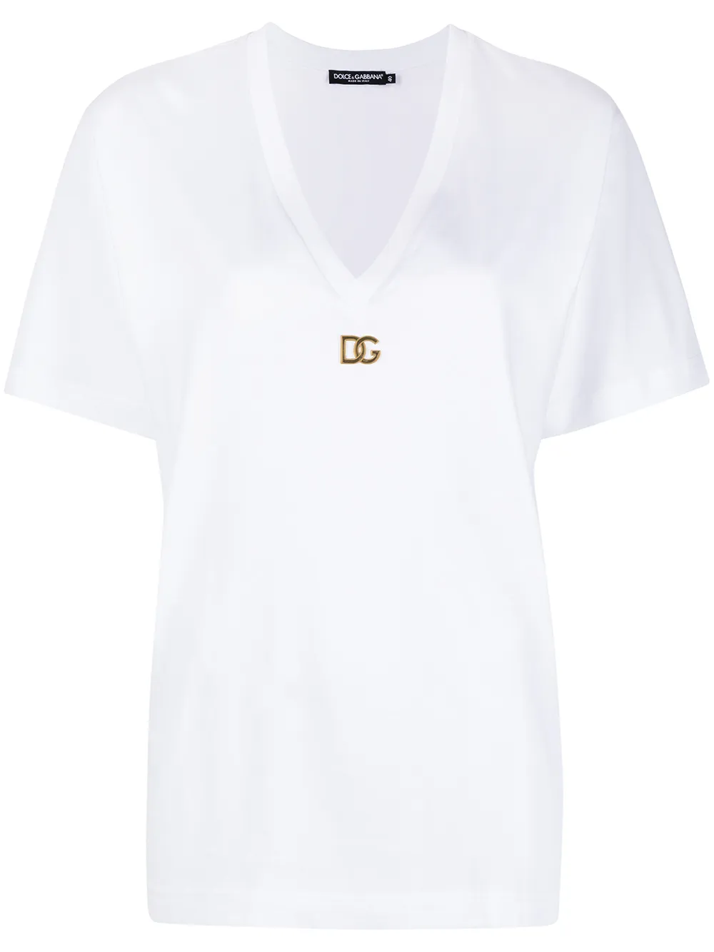 

Dolce & Gabbana playera con cuello en V y placa del logo - Blanco