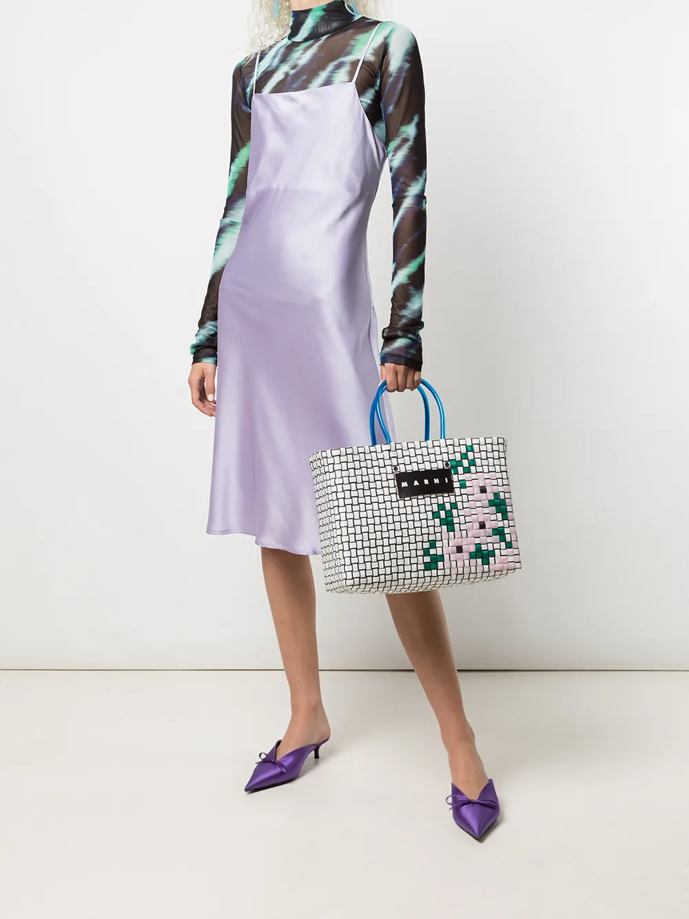 фото Marni market большая плетеная сумка-тоут