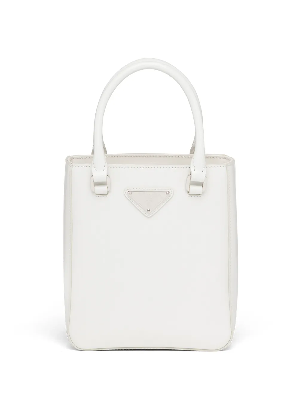 

Prada small triangle plaque tote - White