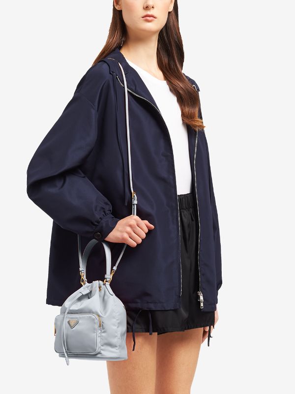 Duet Small Re Nylon Bucket Bag in Blue - Prada