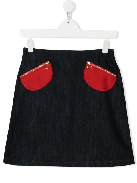 Marni Kids تنورة جينز بجيب مخيوط ومتباين الألوان