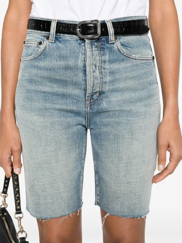 Saint Laurent high waist Denim Shorts Blue FARFETCH AU