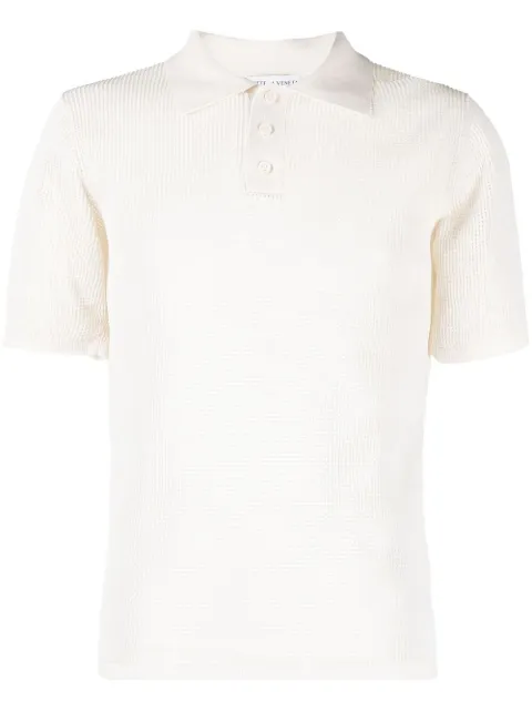 Bottega Veneta open-knit ribbed-knit polo shirt