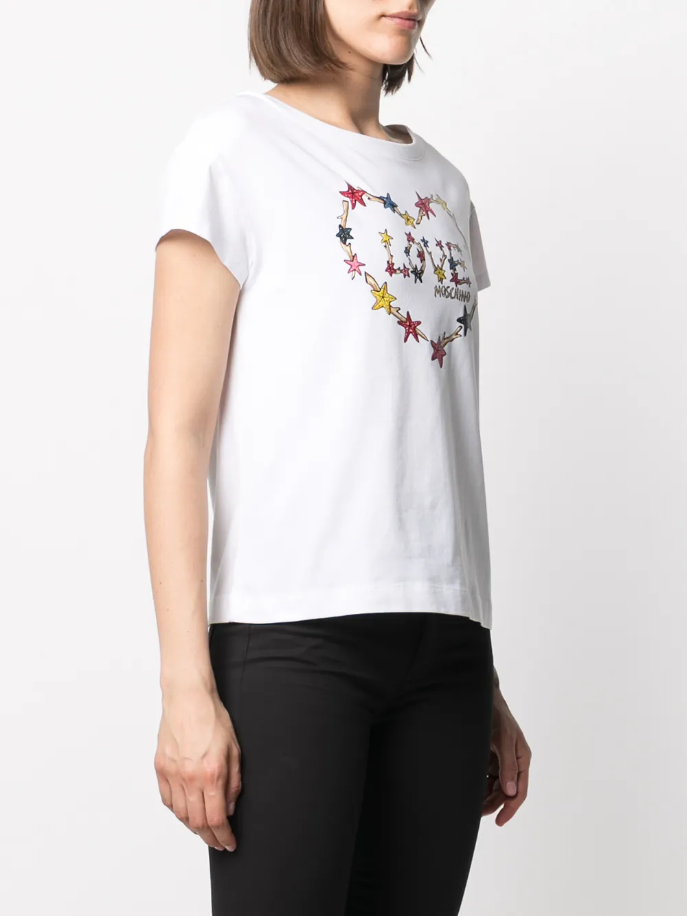 фото Love moschino футболка с вырезом-лодочкой и логотипом