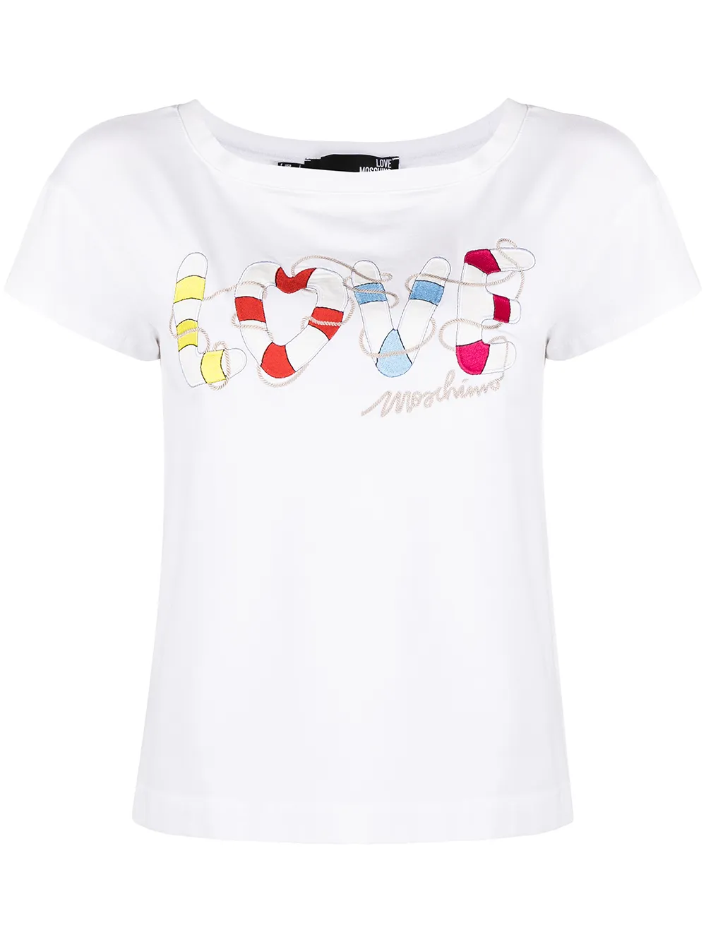 Image 1 of Love Moschino embroidered boat neck T-shirt