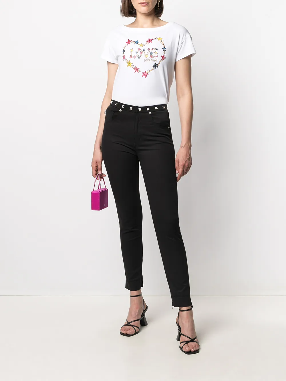 фото Love moschino футболка с вырезом-лодочкой и логотипом