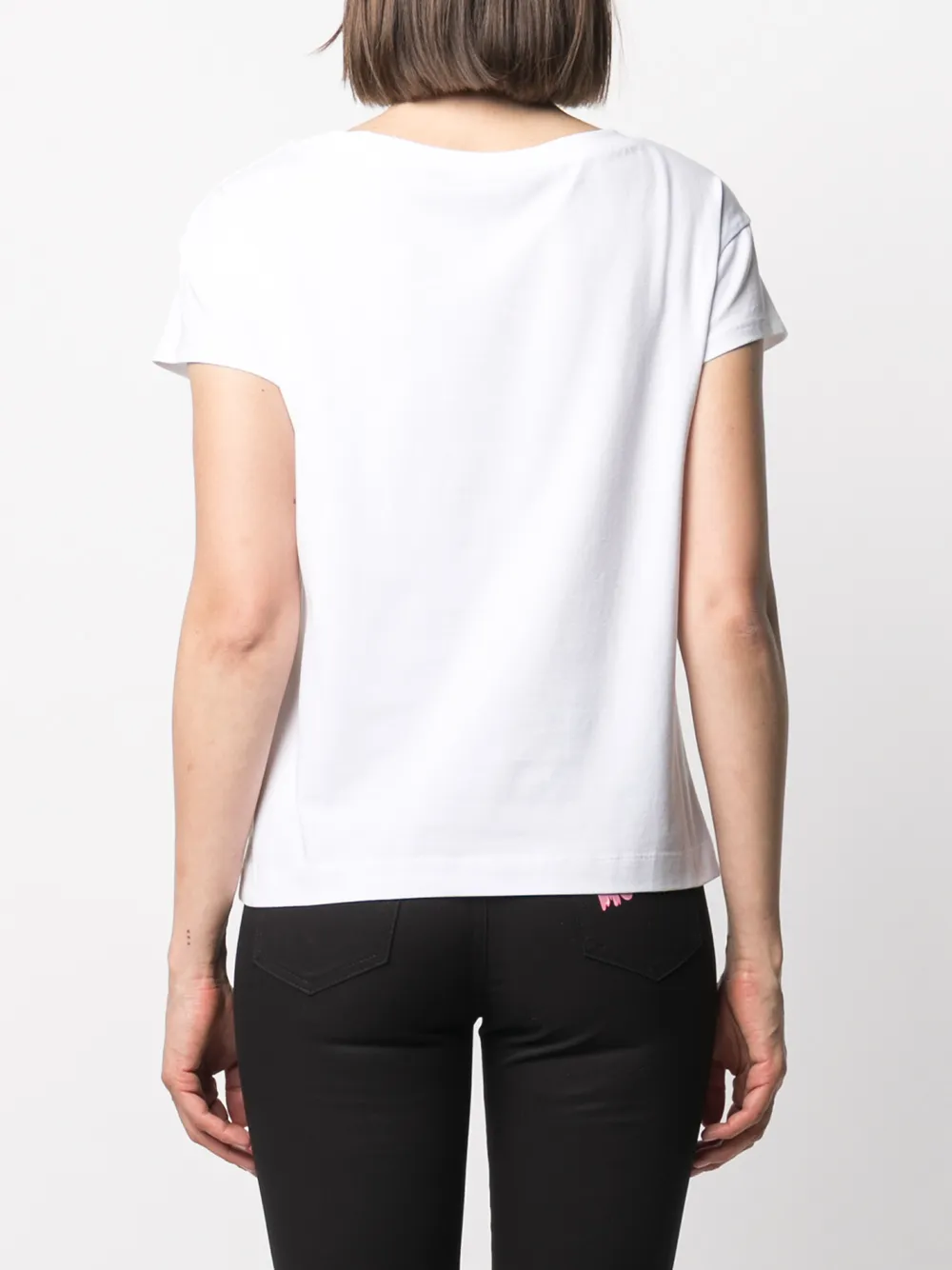 фото Love moschino футболка с вырезом-лодочкой и логотипом