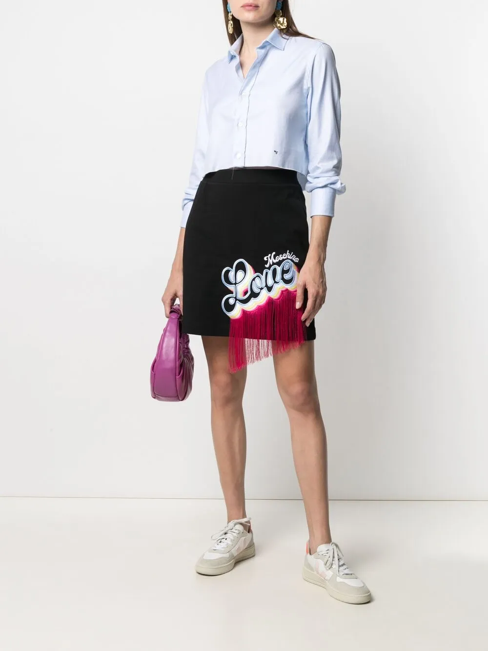 фото Love moschino юбка с бахромой и логотипом