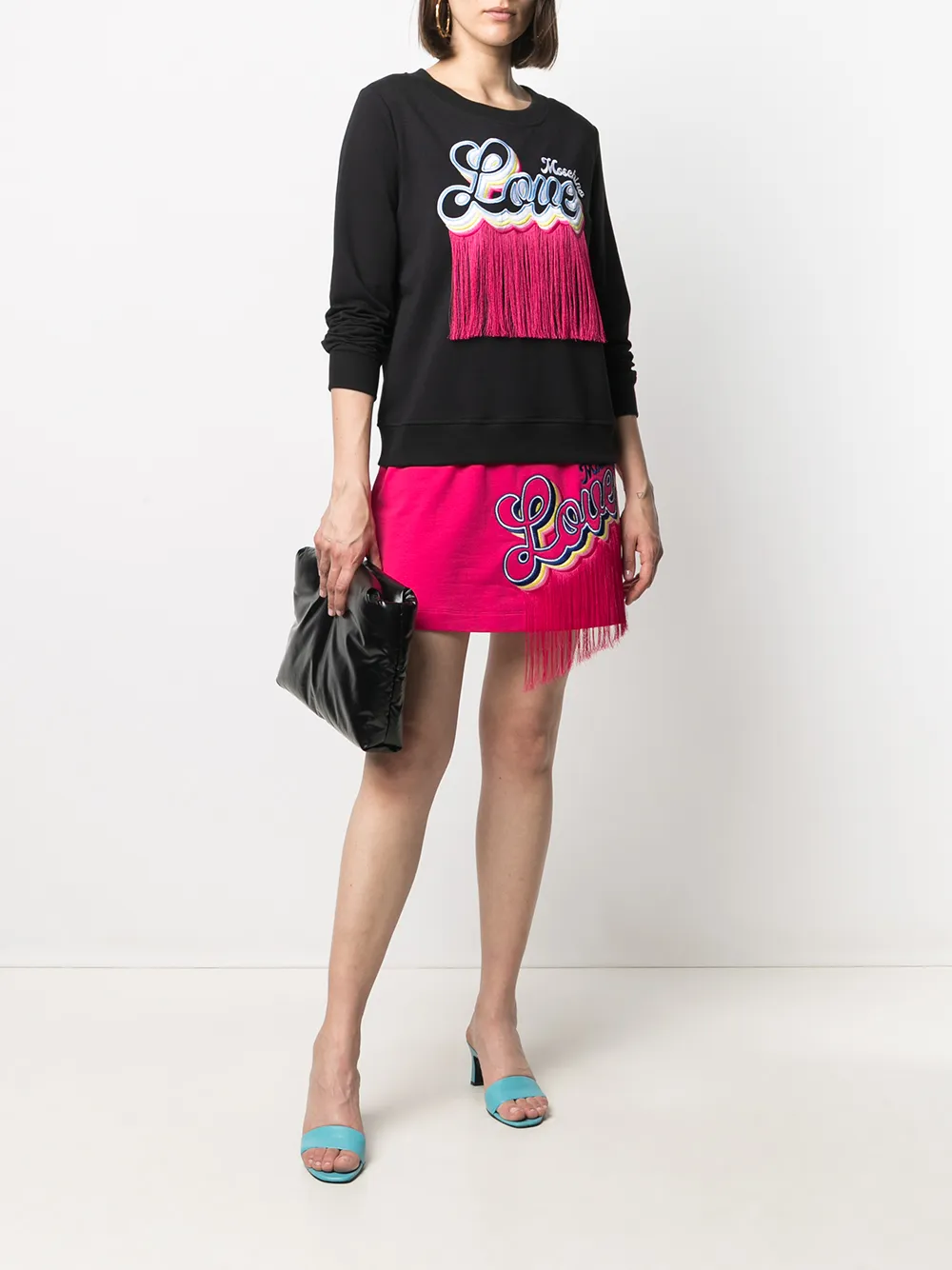 фото Love moschino толстовка с бахромой и вышитым логотипом