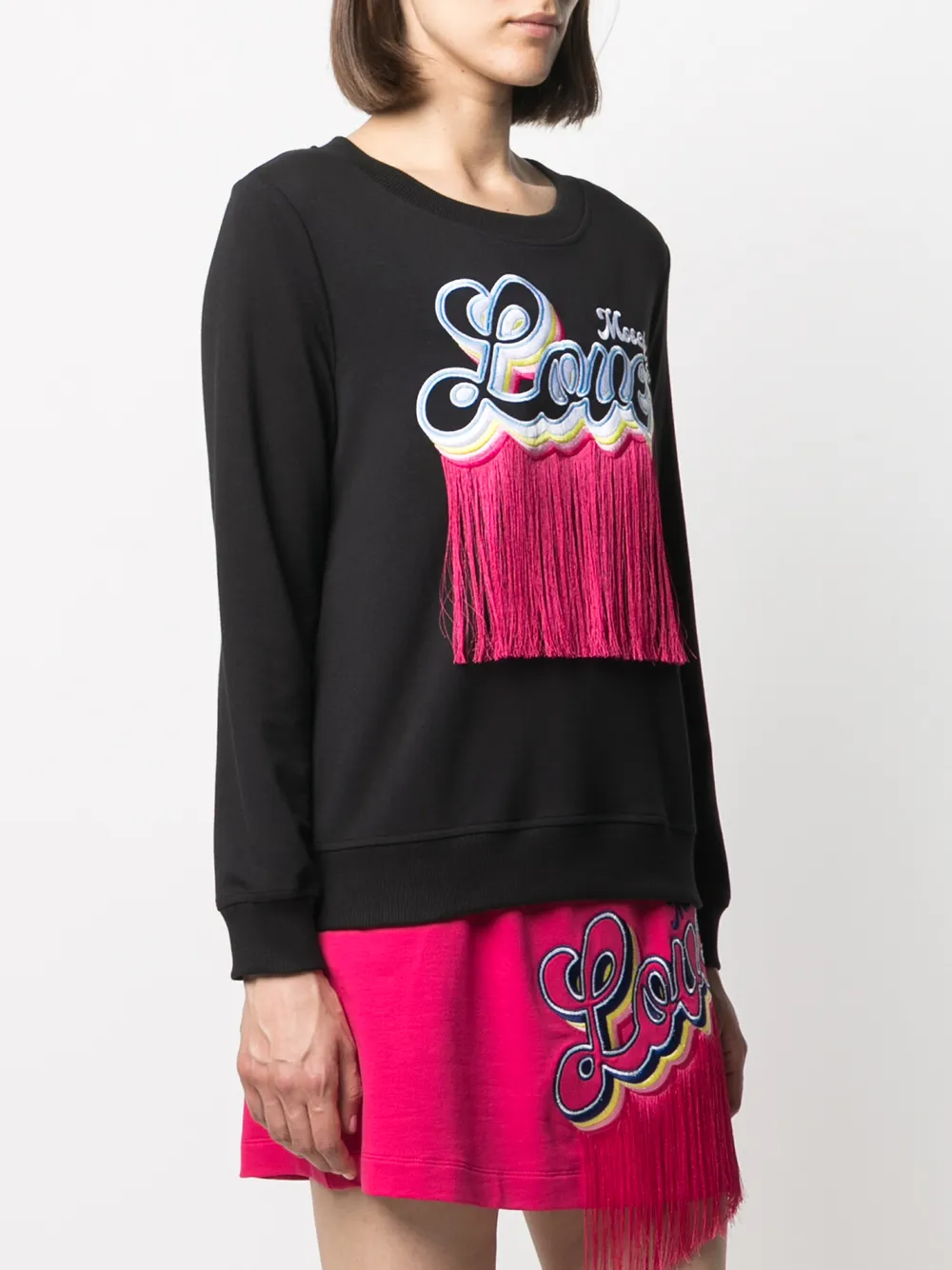фото Love moschino толстовка с бахромой и вышитым логотипом