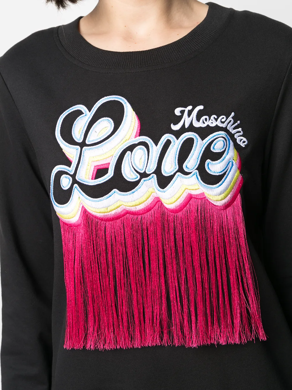 фото Love moschino толстовка с бахромой и вышитым логотипом
