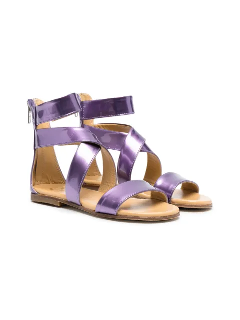 Gallucci Kids metallic strappy leather sandals