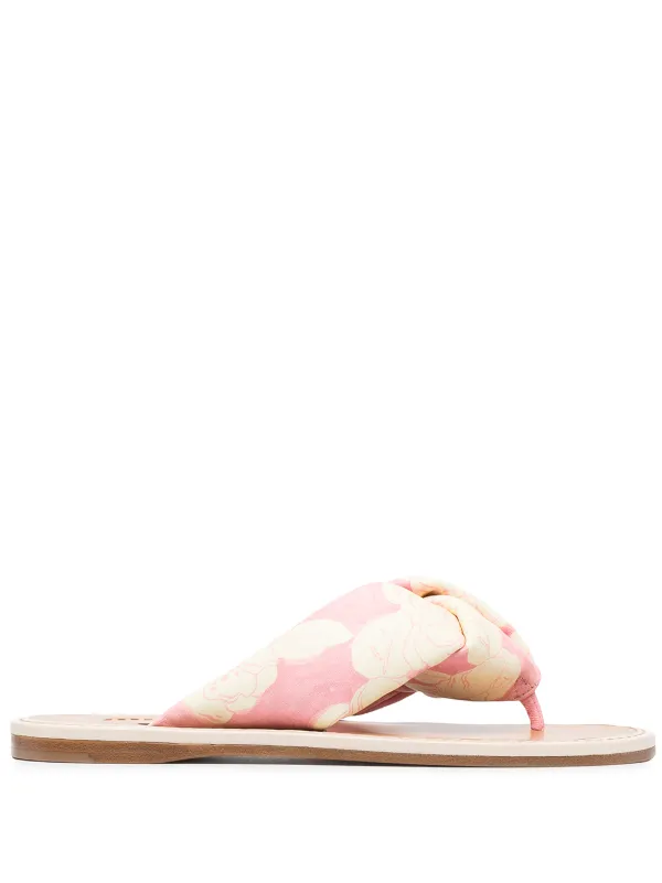 Miu Miu Floral-print Slip-on Sandals in Pink
