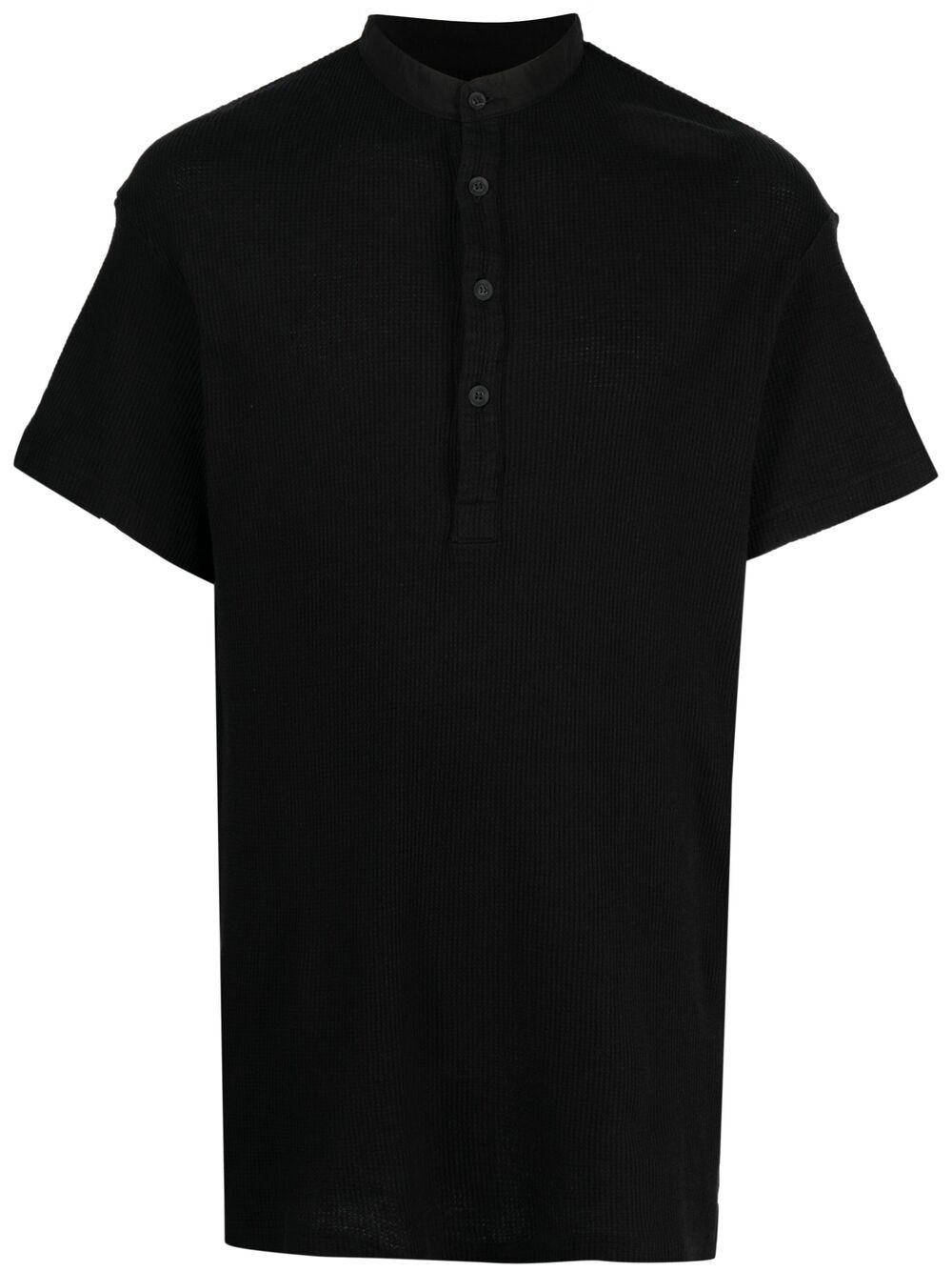 Yohji Yamamoto Button-front Cotton T-shirt In Black
