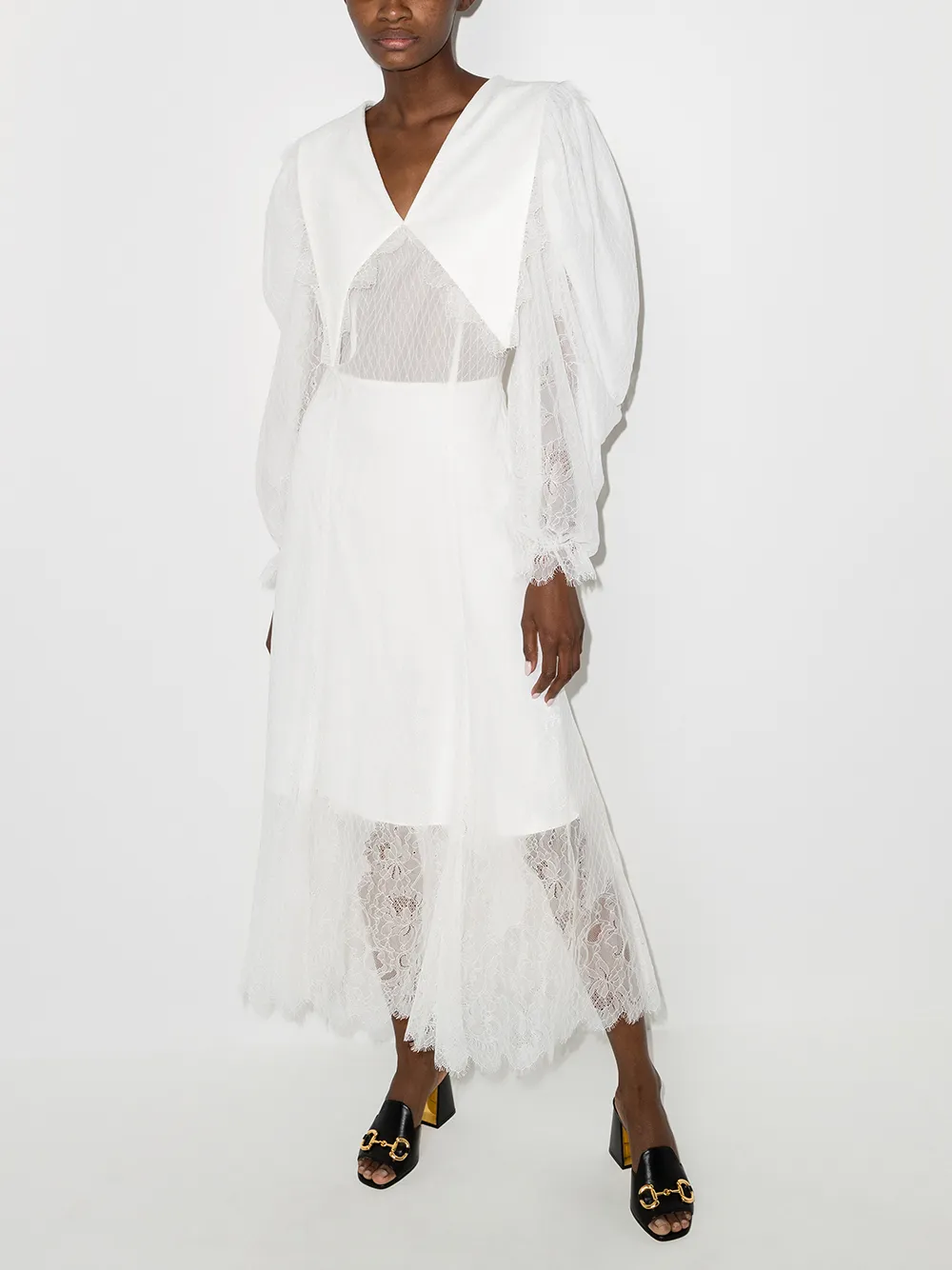 фото Anouki кружевное платье миди chelsea с воротником