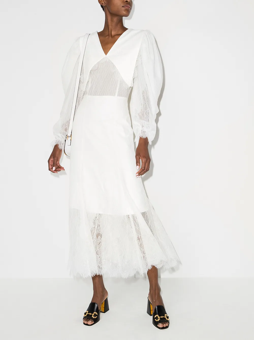 фото Anouki кружевное платье миди chelsea с воротником