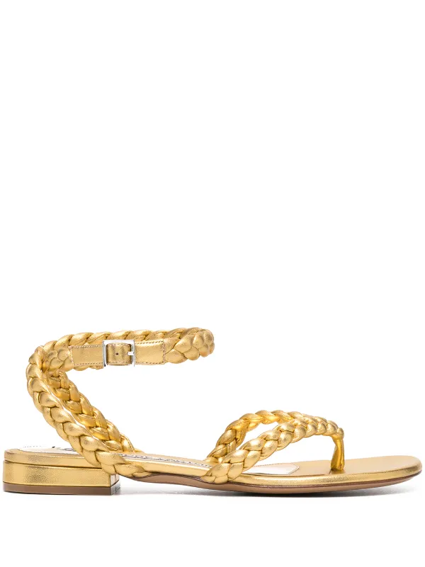 gold woven sandals