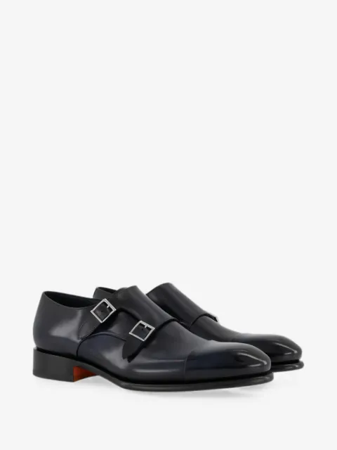 Santoni double-buckle monk shoes