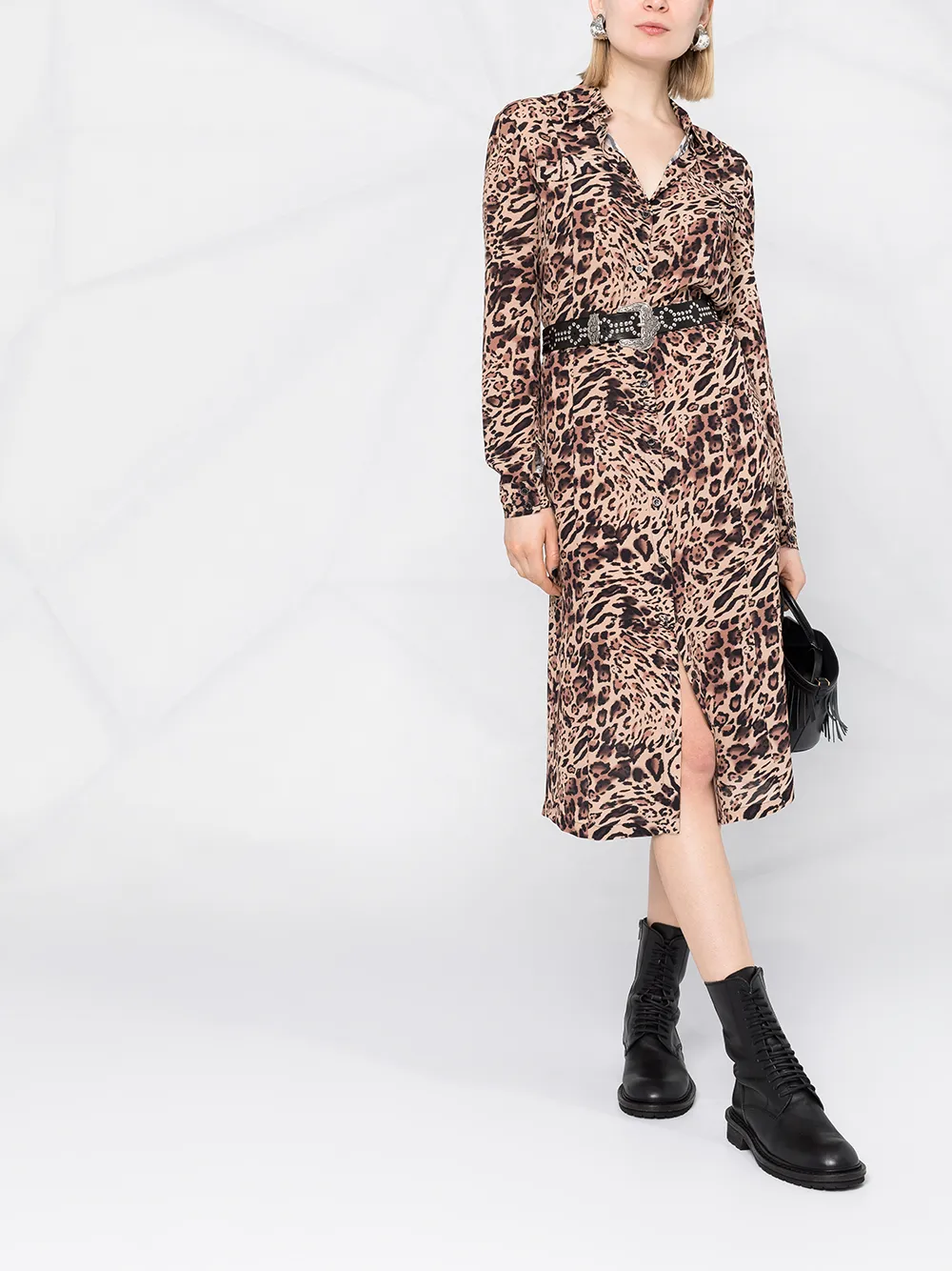 фото Patrizia pepe платье-рубашка с леопардовым принтом