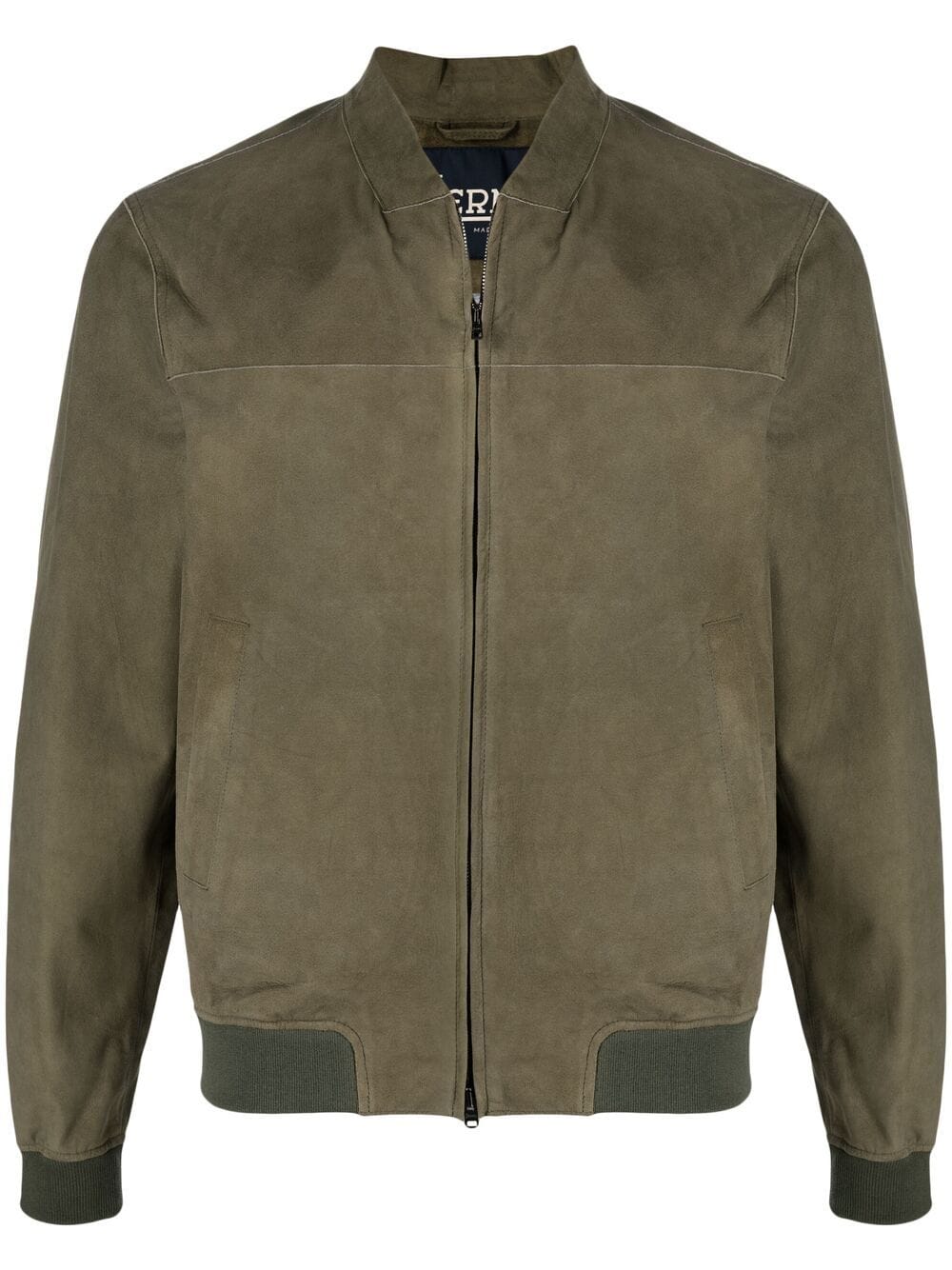 Herno Suede Bomber Jacket In Green