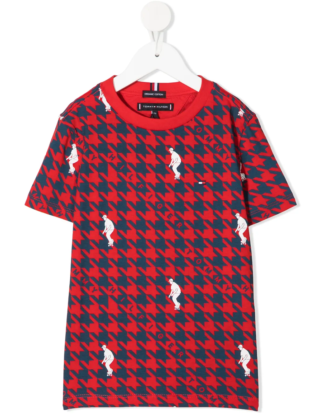 фото Tommy hilfiger junior футболка в ломаную клетку с логотипом