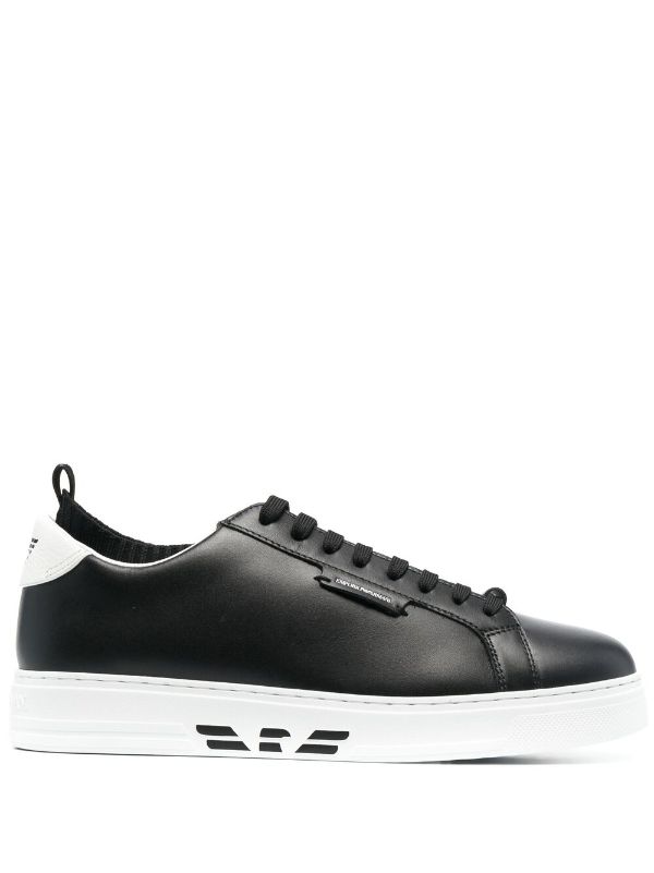 Emporio Armani Black Two Tone Low Top Sneakers For Men X4x308xm709 At Farfetch Com