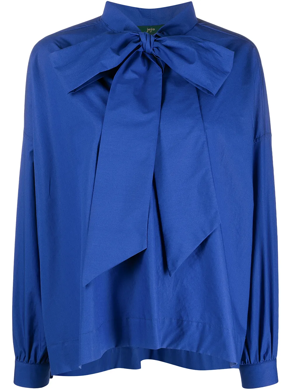 Click to view more detailed imagery on our partner's website Jejia Pussybow Cotton Blouse In Blue