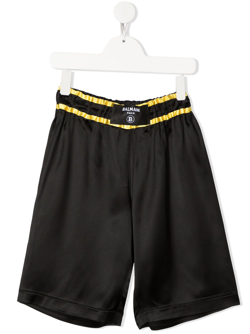 Balmain Logo-patch Boxing-style Shorts In Black