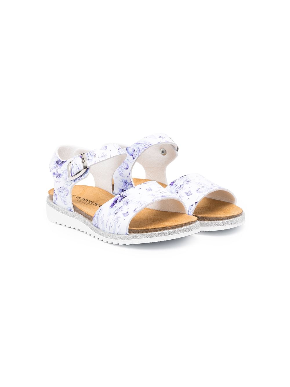 Monnalisa Kids' Floral Print Sandals In White