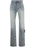 Off-White logo-jacquard paint-splatter jeans - Blue
