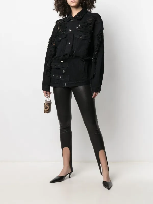 embellished black denim jacket