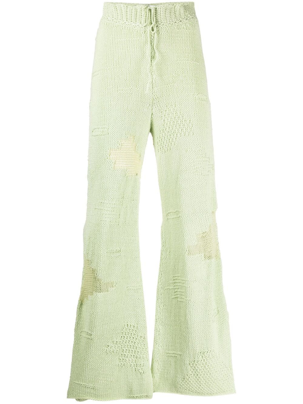 Almaz Multi-knit Panelled Flared Trousers In Green