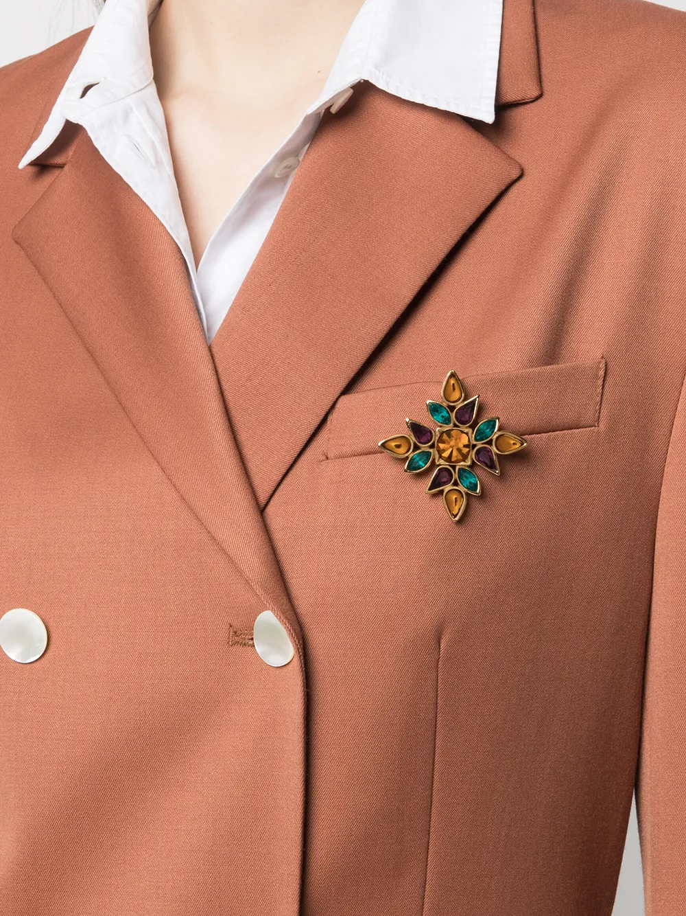 Image 2 of Yves Saint Laurent Pre-Owned 1990s crystal-embellished flower motif brooch