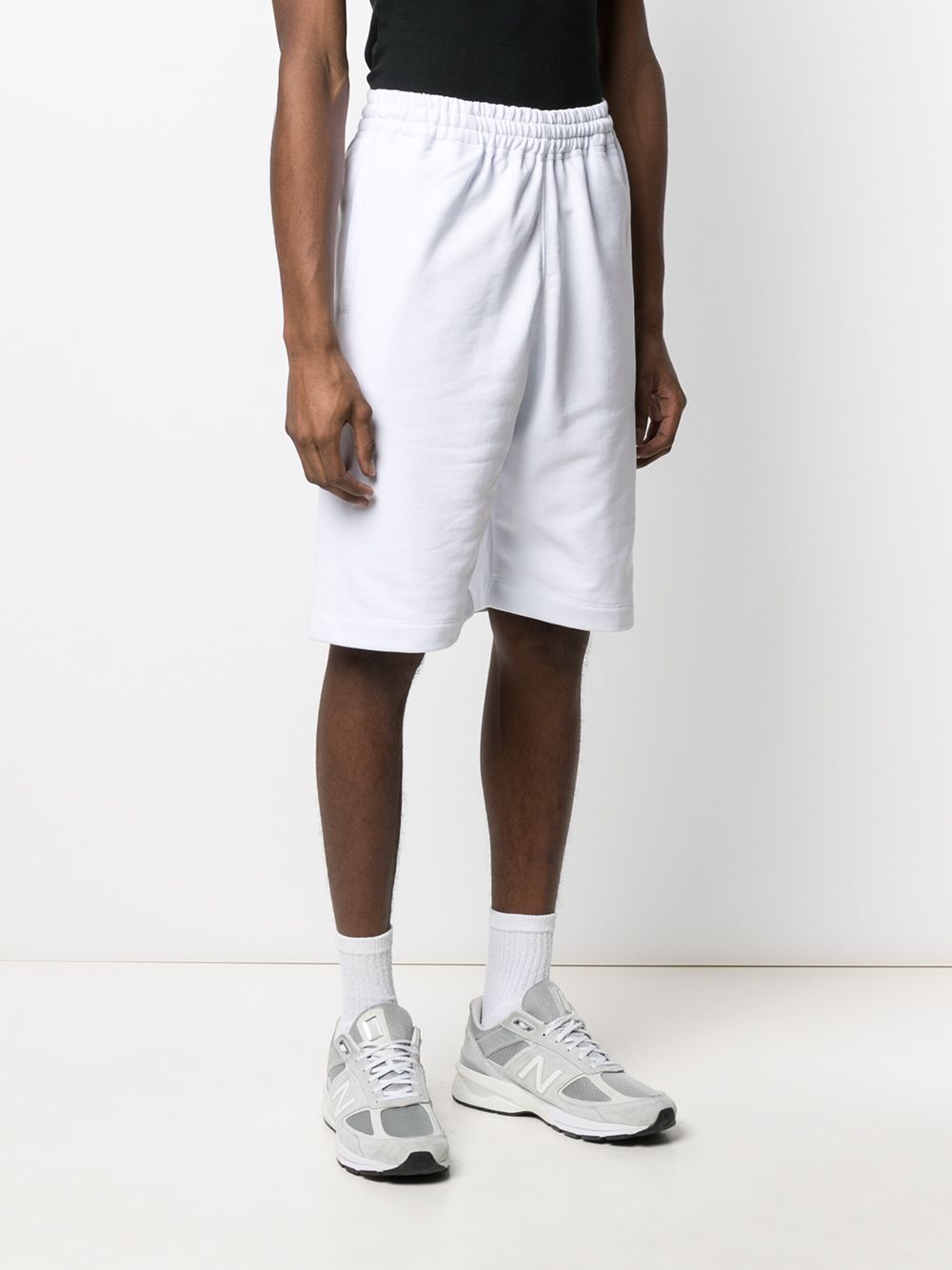 Shop Msgm Logo-print Cotton Shorts In White