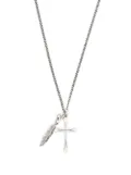 Emanuele Bicocchi cross + feather necklace - Silver