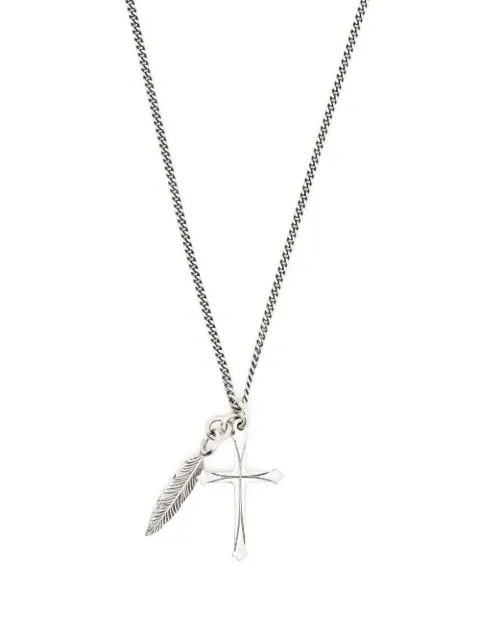 Emanuele Bicocchi collar con dije de cruz y pluma