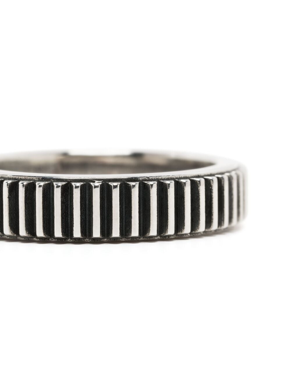Shop Emanuele Bicocchi Striped Band Ring In Silver